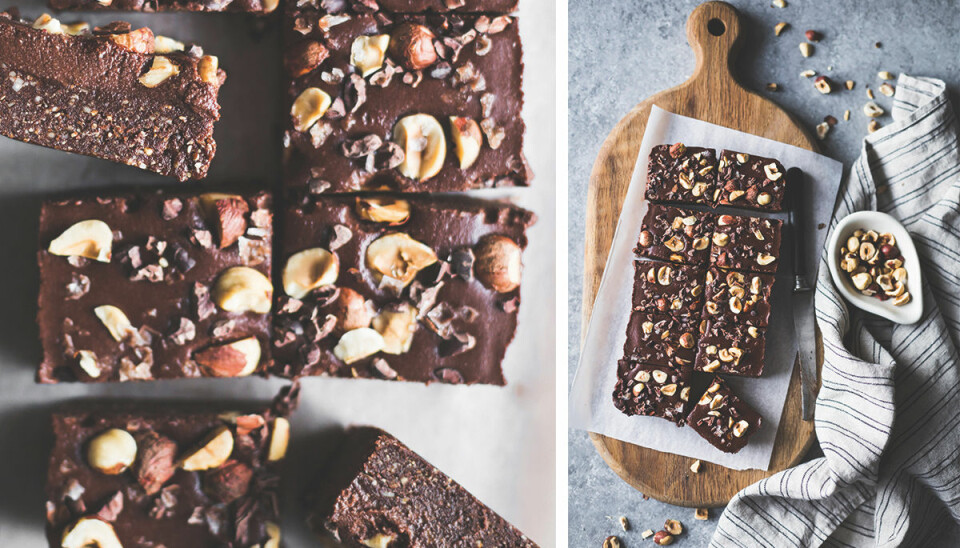 Nyttiga brownies med hasselnötter och flingsalt