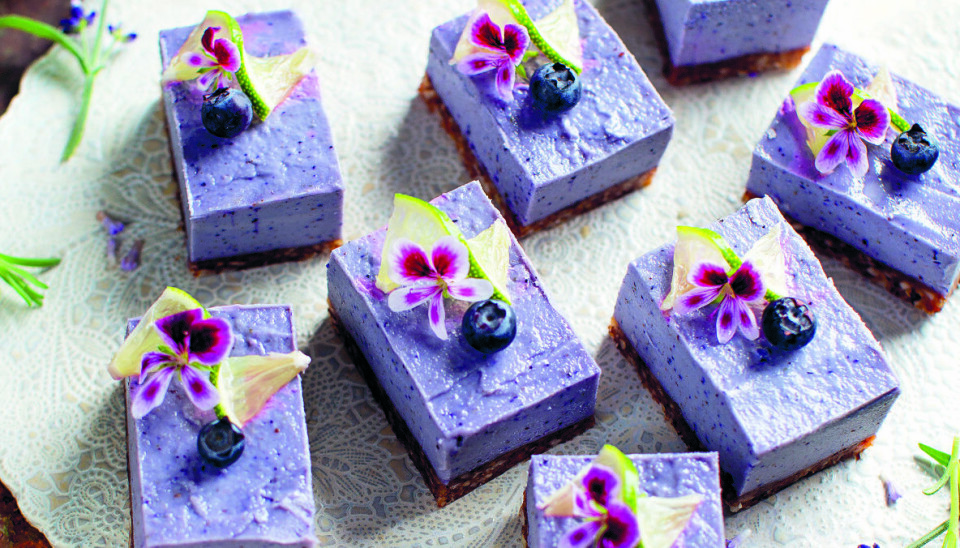 Glutenfri cheesecake med lavendel och blåbär