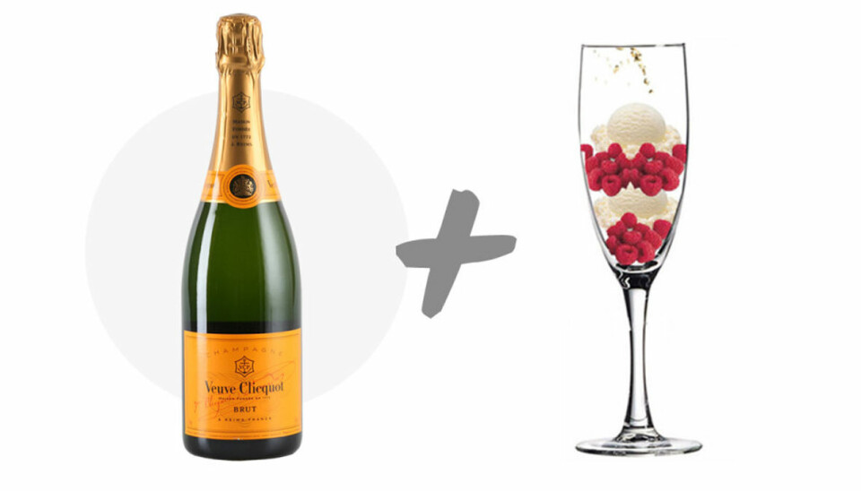 Recept: Drink med mousserande vin, glass och hallon