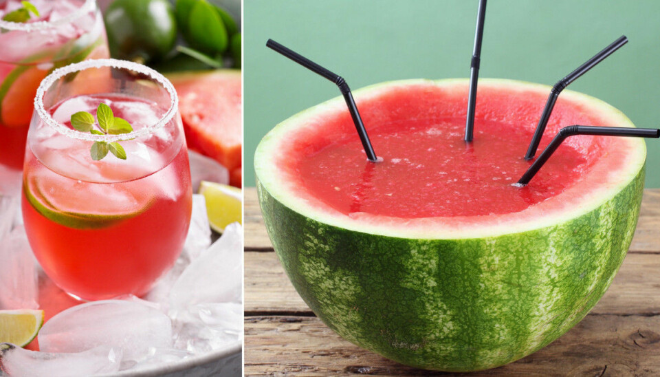 Recept: Fruktig sommardrink serverad i vattenmelonskål