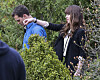 04/11/2016Dakota Johnson and Jamie Dornan spotted on The Set of Fifty Shades Darker looking quite like the couple. While frolicking through some shrubbery the two actors displayed their wedding bands through interlocking hands. Dakota was spotted in a black blazer and a low cut black skirt while co-star Jamie kept things casual in a blue button down oxford and dark blue jeans.   Please byline:TheImageDirect.com
