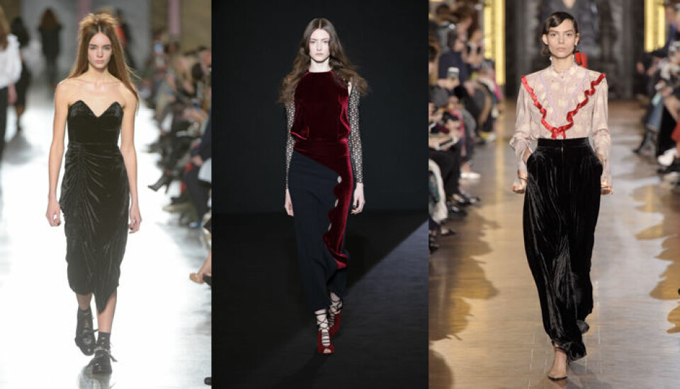 Sammet hos Preen, Roland Mouret och Stella McCartney. Sammet hos Preen, Roland Mouret och Stella McCartney.