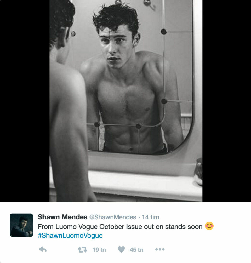 'From Luomo Vogue October Issue out on stands soon', skriver han i sin första Tweet.