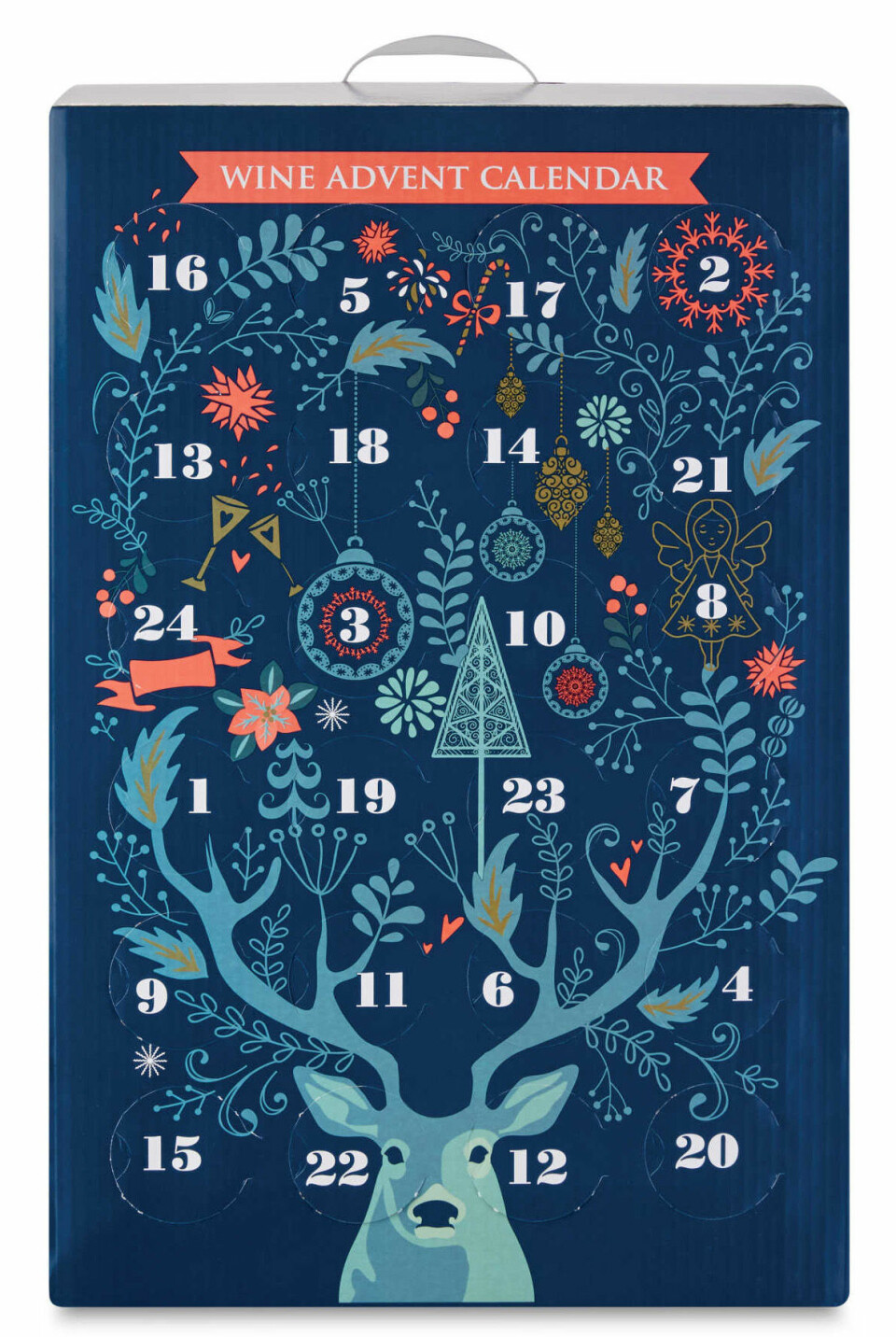 5 adventskalendrar med vin, bubbel, öl och gin bakom luckorna