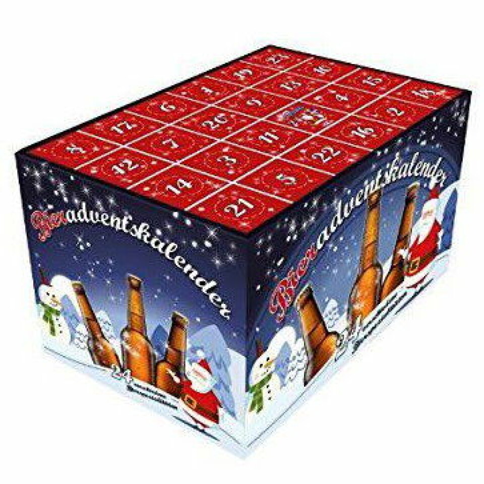 5 adventskalendrar med vin, bubbel, öl och gin bakom luckorna