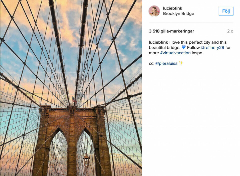 Brooklyn Bridge i New York. @luciebfink