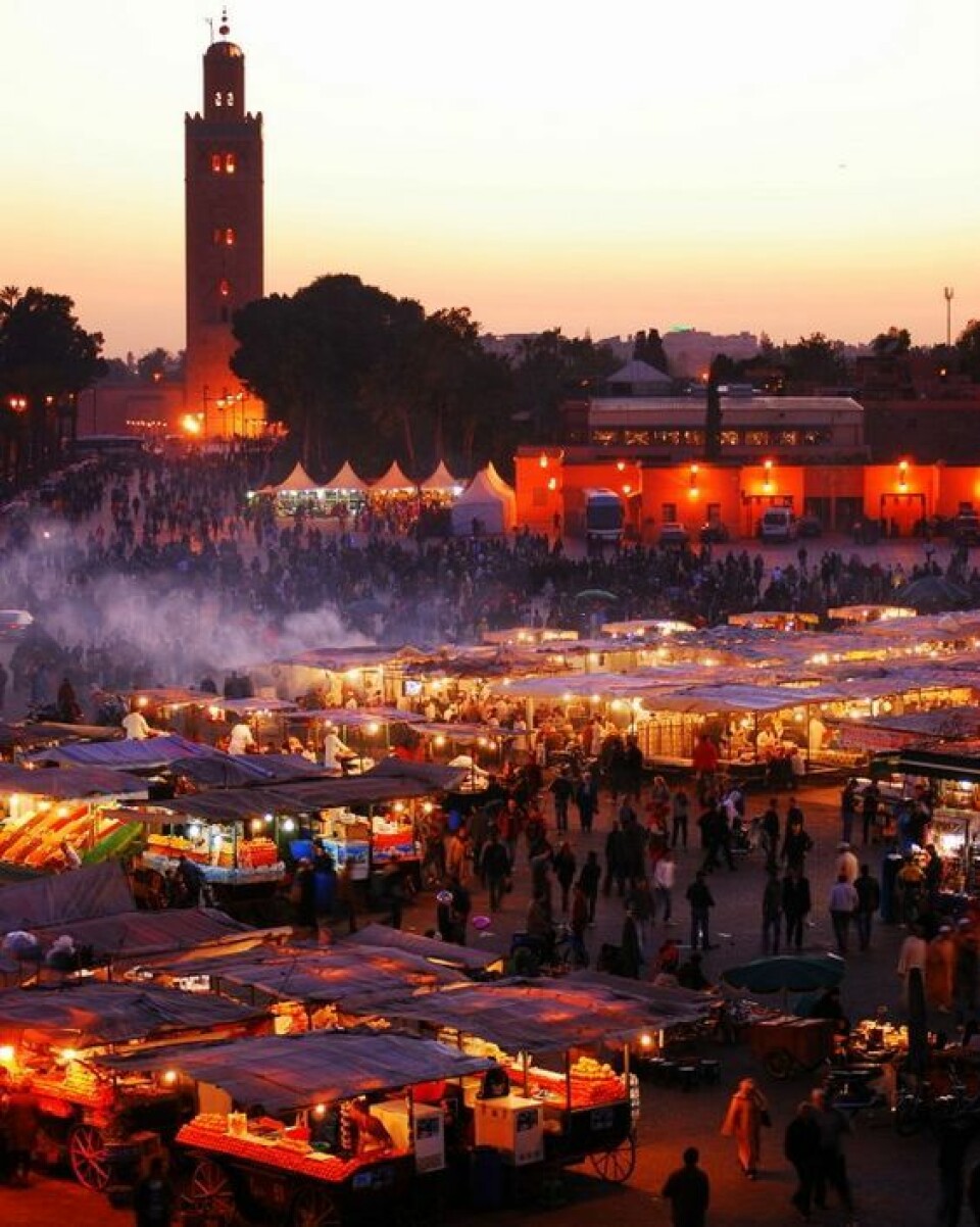 Marrakech, Marocko. Staden som har kallats för 'Söderns pärla' har marknader där du kan vandra i timmar i jakt efter persiska mattor och rökelse.Foto: Pinterest