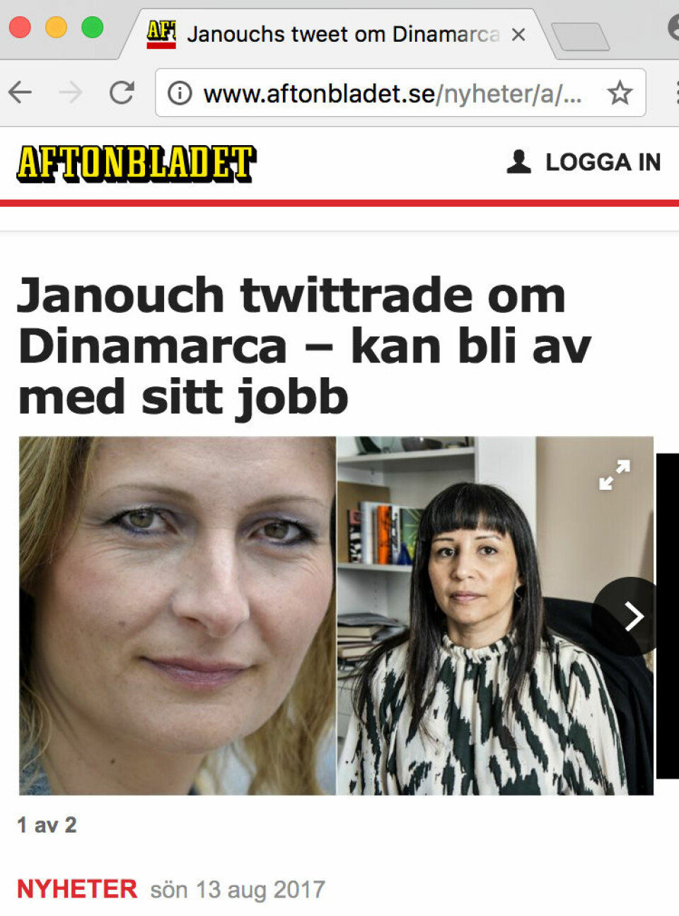 I Aftonbladet den 13 augusti gick att läsa hur Katerina Janouch twittrat en smygtagen bild på Rosanna Dinamarca. I Aftonbladet den 13 augusti gick att läsa hur Katerina Janouch twittrat en smygtagen bild på Rosanna Dinamarca.