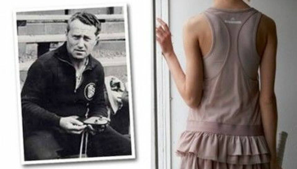 Till vänster: Adi Dassler 1949. Till höger: Adidas by Stella McCartney 2005. Till vänster: Adi Dassler 1949. Till höger: Adidas by Stella McCartney 2005.