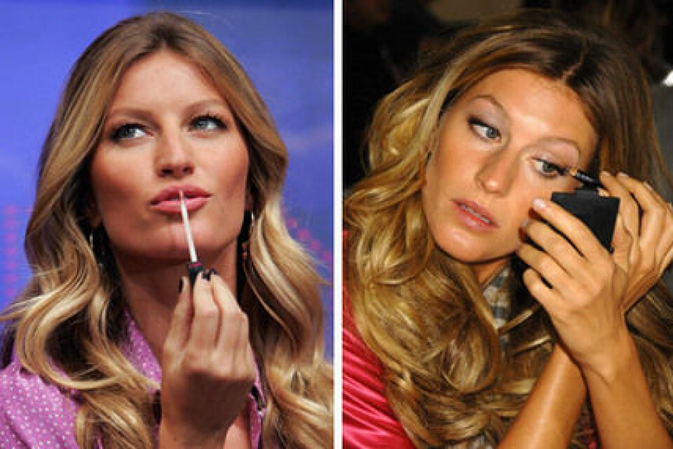 Gisele med läppglans från Victoria's Secret och kajal från Elizabeth Arden. Gisele med läppglans från Victoria's Secret och kajal från Elizabeth Arden.