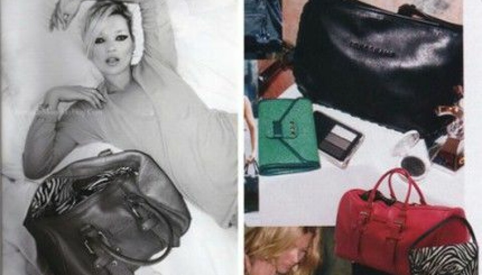 Kate Moss visar upp sina egendesignade väskor från Longchamp, S/S 2010. Kate Moss visar upp sina egendesignade väskor från Longchamp, S/S 2010.