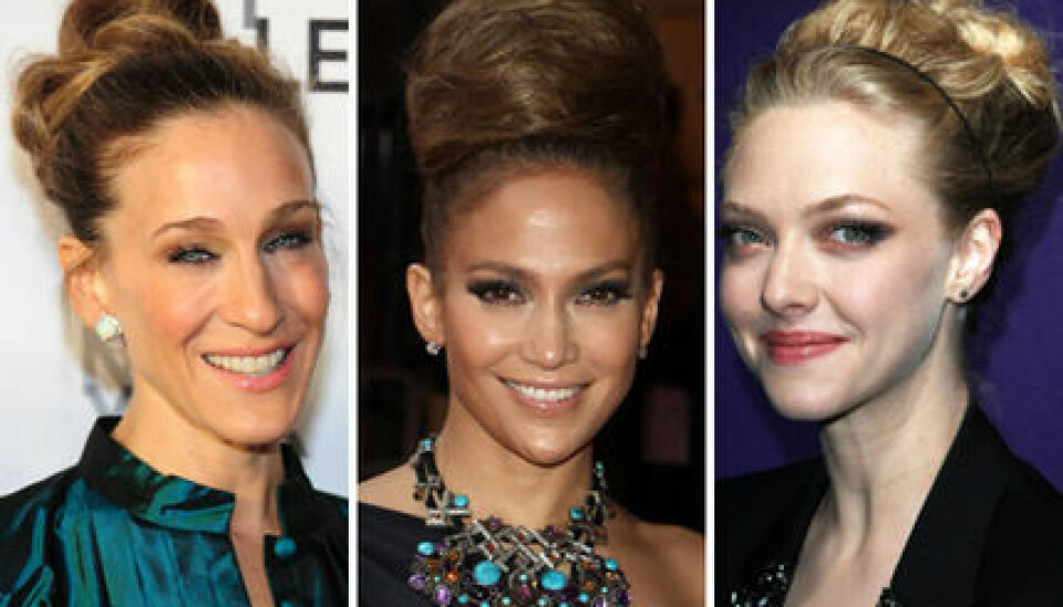 Sarah Jessica Parker, Jennifer Lopez och Amanda Seyfried är chica i hög knut. Sarah Jessica Parker, Jennifer Lopez och Amanda Seyfried är chica i hög knut.