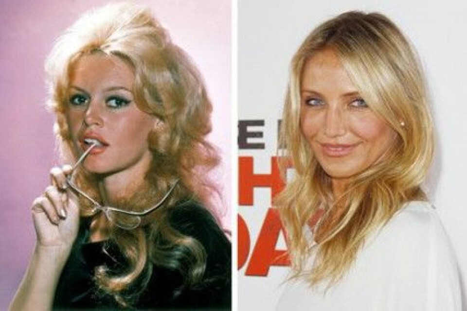 Brigitte Bardot och Cameron Diaz hamnar på tredje och fjärde plats. Brigitte Bardot och Cameron Diaz hamnar på tredje och fjärde plats.