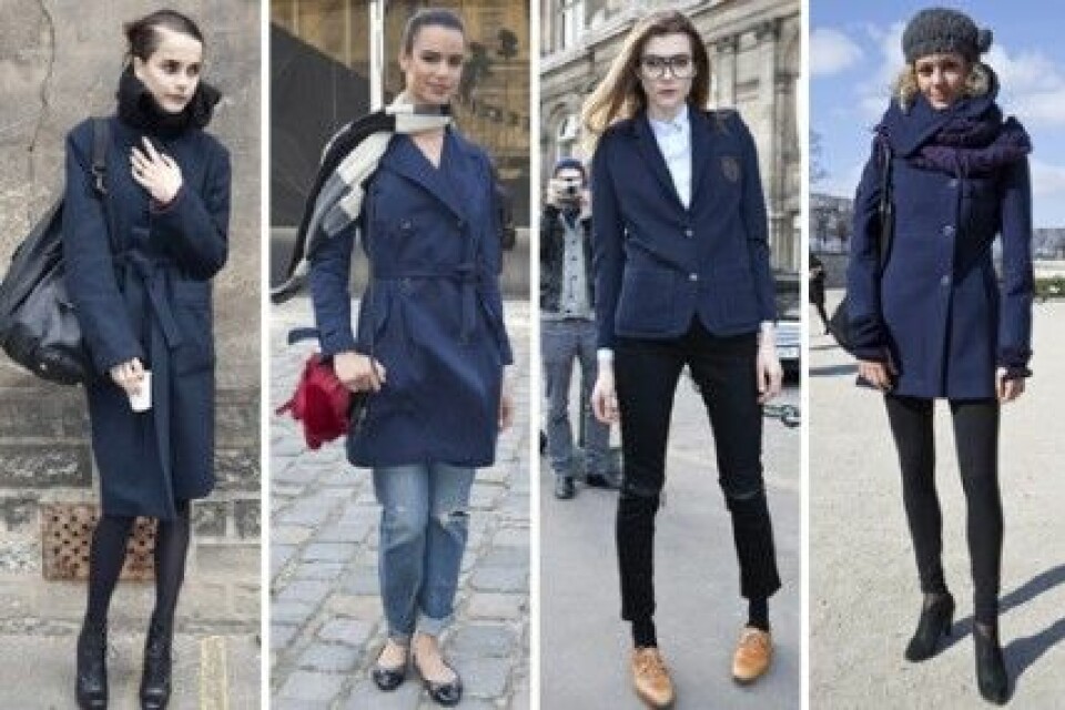 Mörkblå ytterplagg under Paris Fashion Week, A/W 2010. Mörkblå ytterplagg under Paris Fashion Week, A/W 2010.