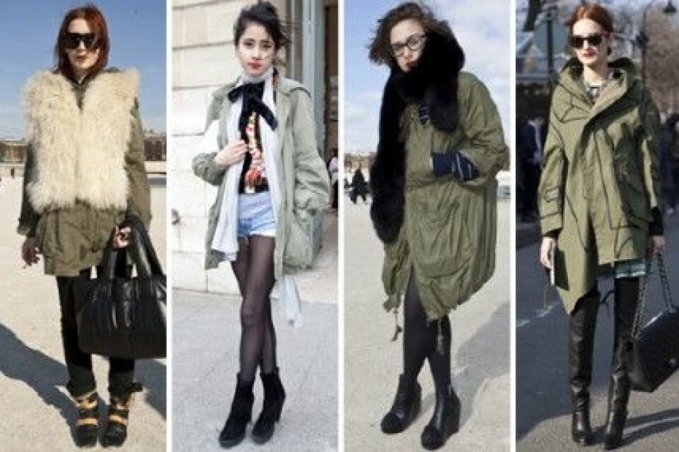 Gröna parkas under Paris Fashion Week, A/W 2010. Gröna parkas under Paris Fashion Week, A/W 2010.