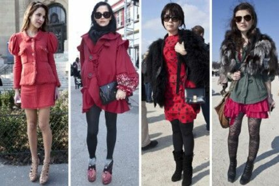 Röda plagg under Paris Fashion Week, A/W 2010. Röda plagg under Paris Fashion Week, A/W 2010.