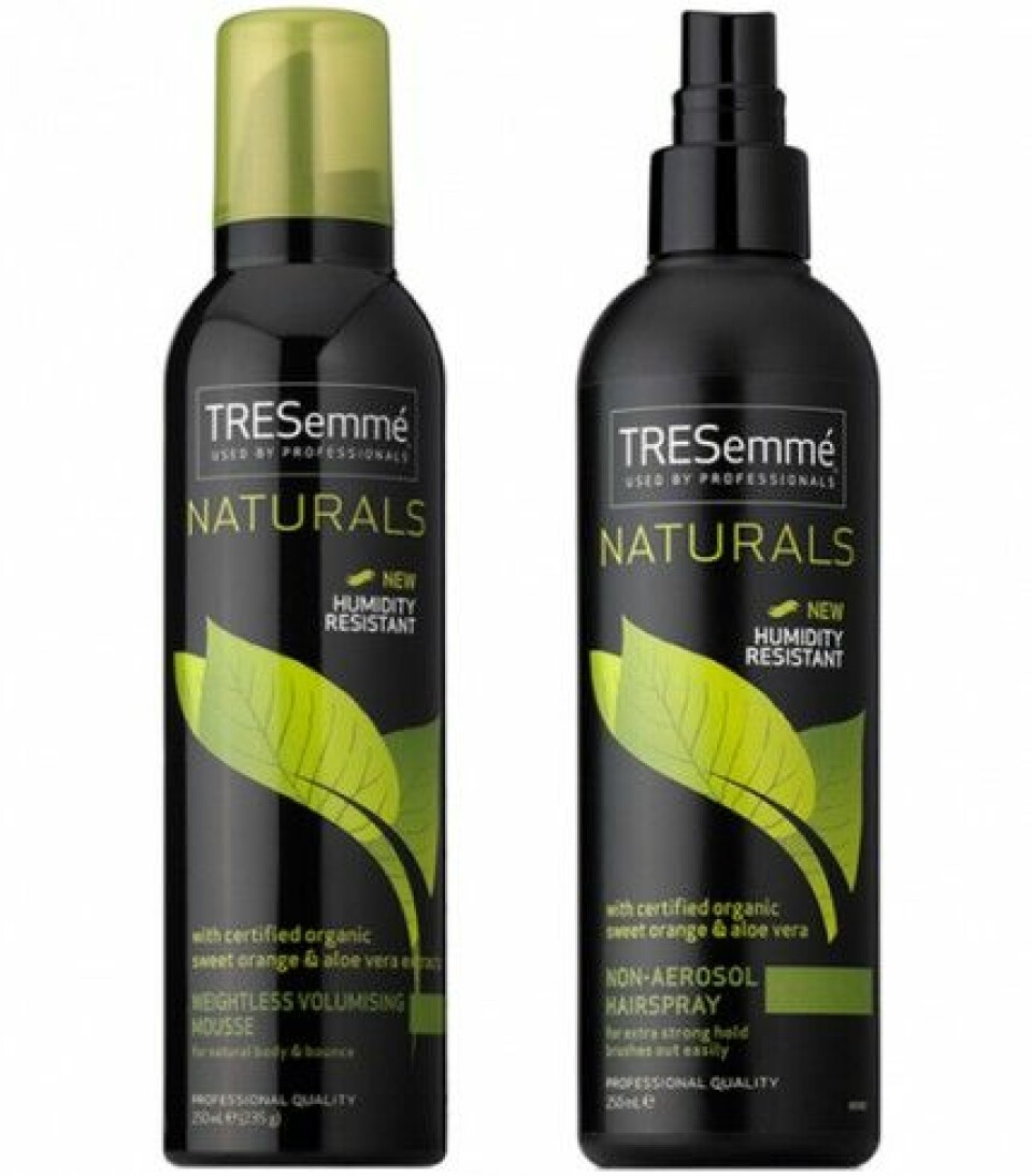 TRESemmé NATURALS mousse och hairspray. 89 kr/250 ml. TRESemmé NATURALS mousse och hairspray. 89 kr/250 ml.