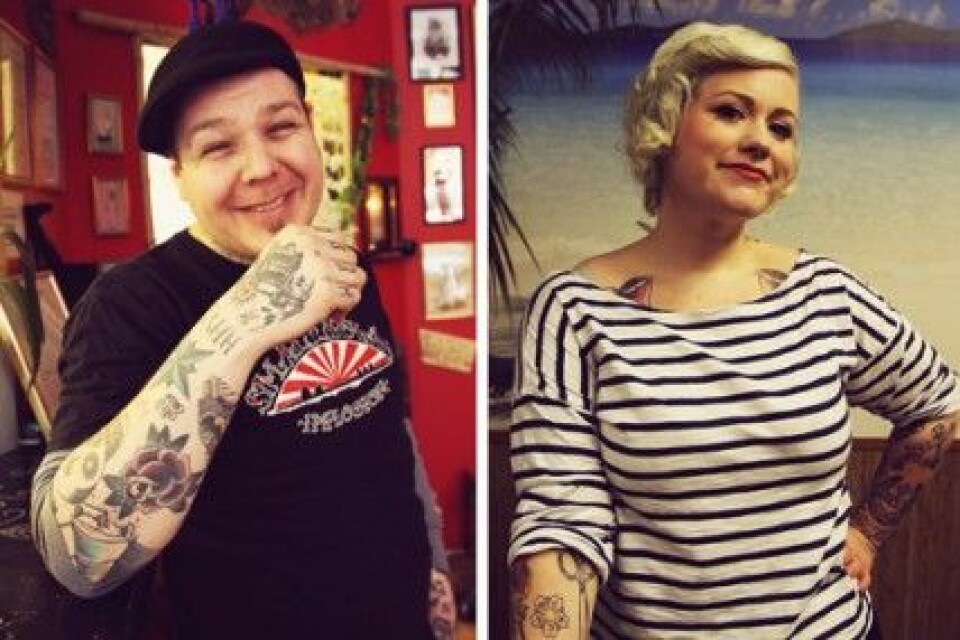 Karl Blom, tatuerare, och Cajsa Zetterlund, retrofrisör. Karl Blom, tatuerare, och Cajsa Zetterlund, retrofrisör.