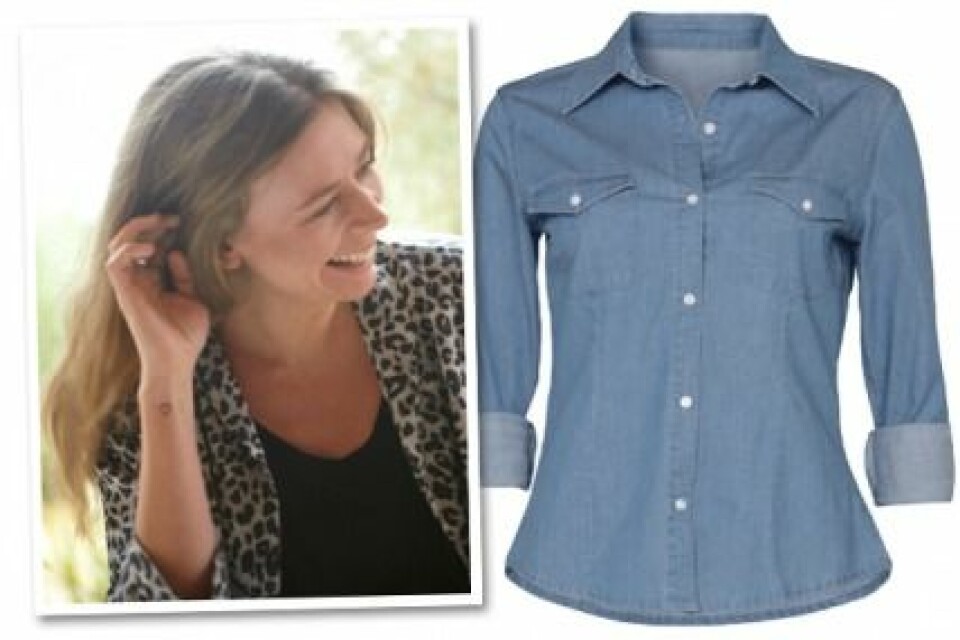 Birgitte Majlund Mikkelsen och hennes favorit Moe denim shirt. Birgitte Majlund Mikkelsen och hennes favorit Moe denim shirt.