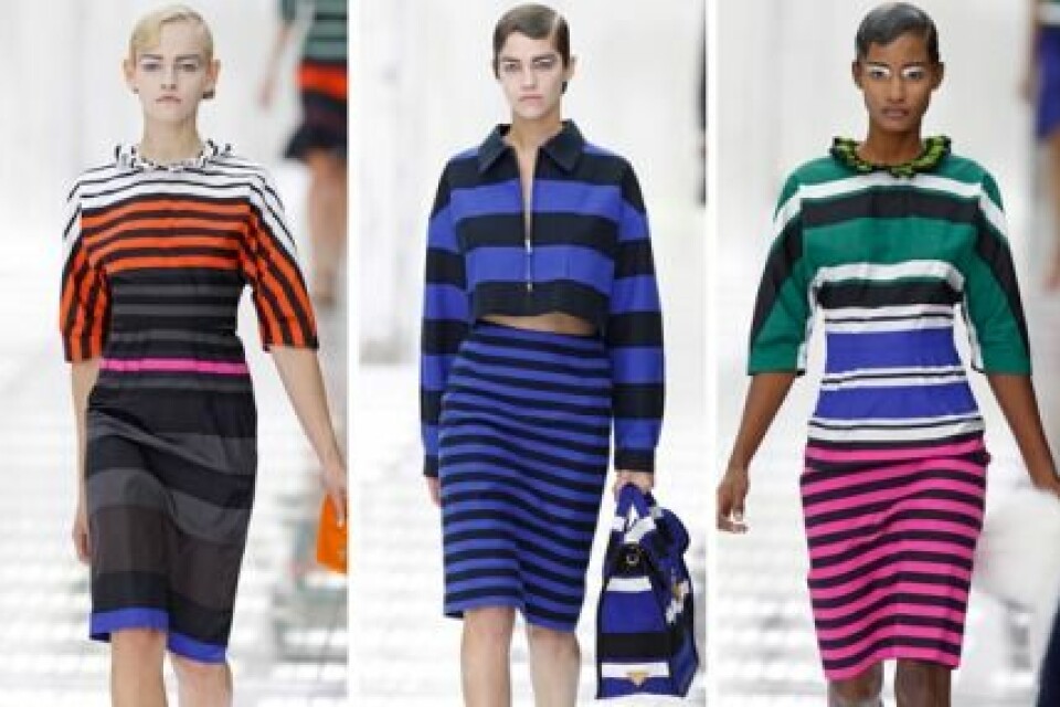 Ränder hos Prada, S/S 2011. Ränder hos Prada, S/S 2011.
