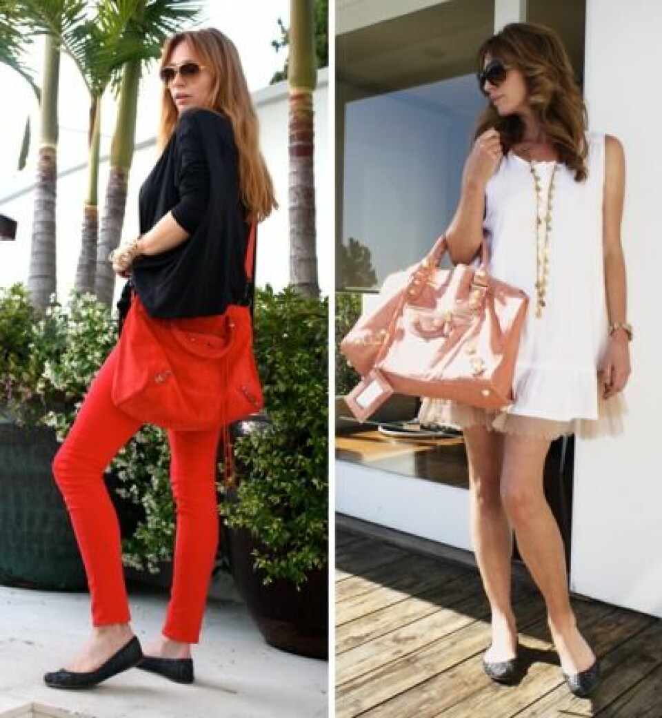 Isabel Adrian med två av sina Balenciaga-väskor. Isabel Adrian med två av sina Balenciaga-väskor.