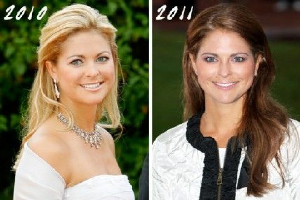 Prinsessan Madeleine har färgat håret mörkare. Prinsessan Madeleine har färgat håret mörkare.