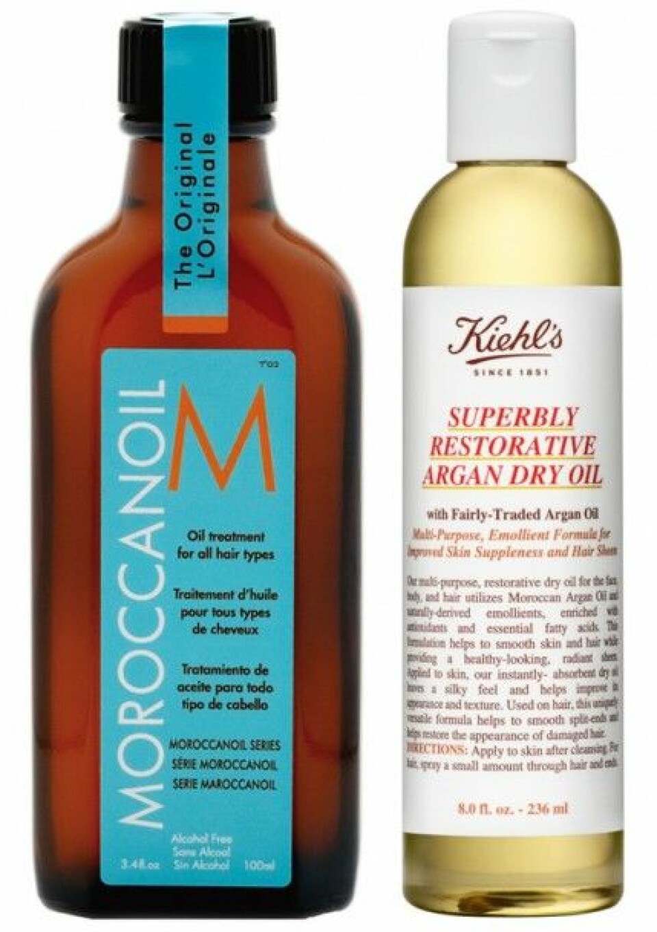 Moroccanoil Original Treatment och Kiehl’s Superbly Restorative Argan Dry Oil. Moroccanoil Original Treatment och Kiehl’s Superbly Restorative Argan Dry Oil.