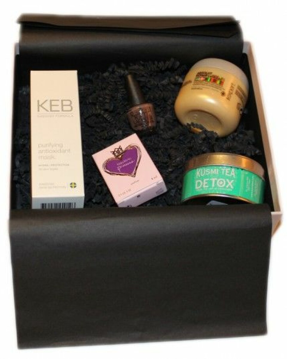 Exempel på innehåll i en GlossyBox. Exempel på innehåll i en GlossyBox.