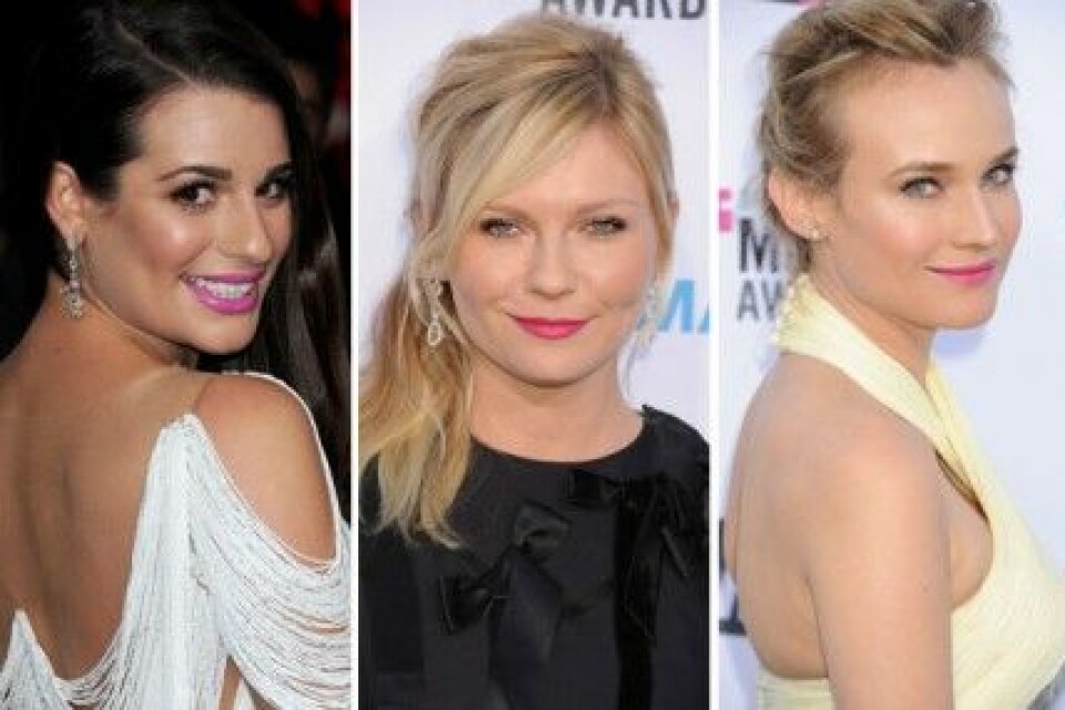 Lea Michele, Kirsten Dunst och Diane Kruger gillar rosa läppstift. Lea Michele, Kirsten Dunst och Diane Kruger gillar rosa läppstift.