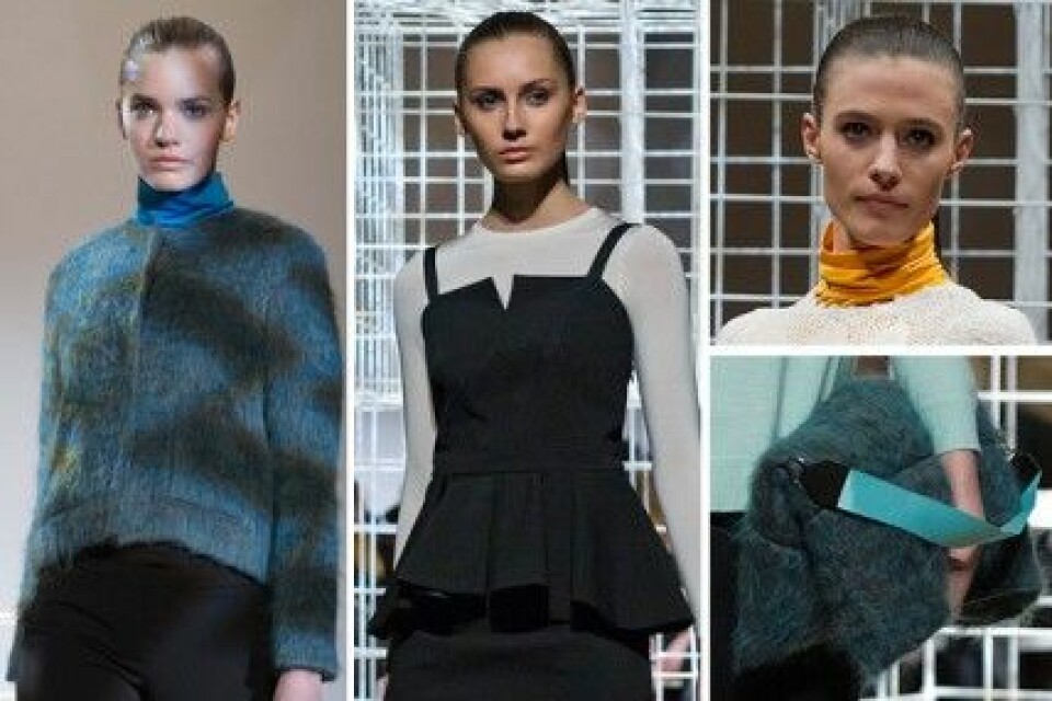 Tovade ullplagg, midjevolang och polotröjor hos Carin Wester, A/W 2012. Tovade ullplagg, midjevolang och polotröjor hos Carin Wester, A/W 2012.