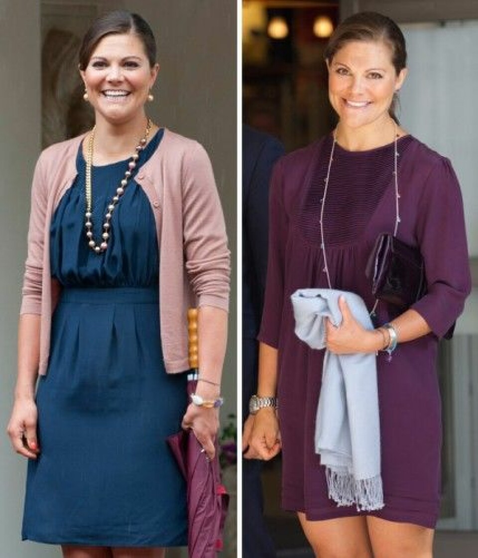 Kronprinsessan Victoria i två klänningar från Mayla. Kronprinsessan Victoria i två klänningar från Mayla.