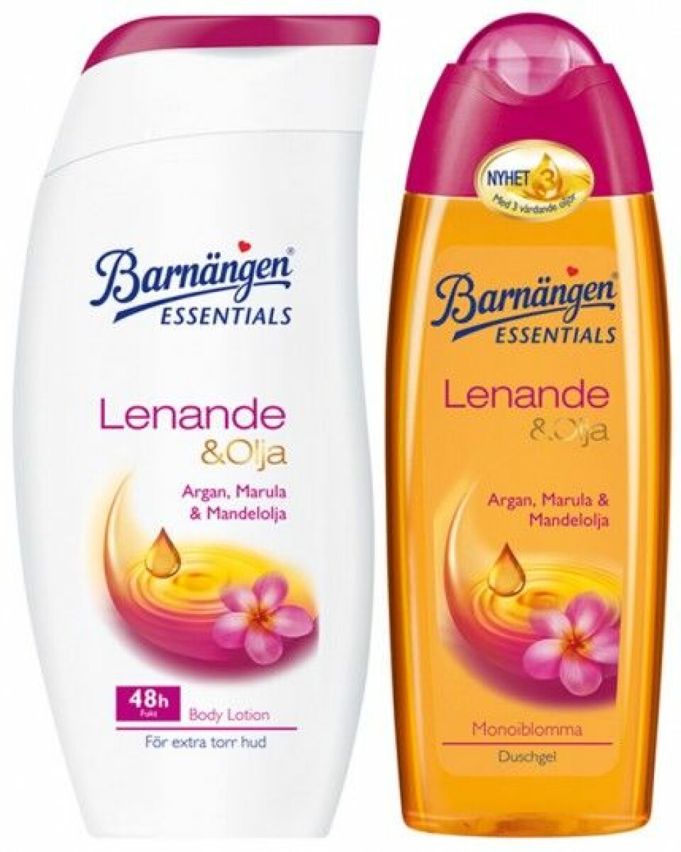 Barnängen Lenande och Olja: Body lotion, 35 kr. Duschgel: 25 kr. Barnängen Lenande och Olja: Body lotion, 35 kr. Duschgel: 25 kr.
