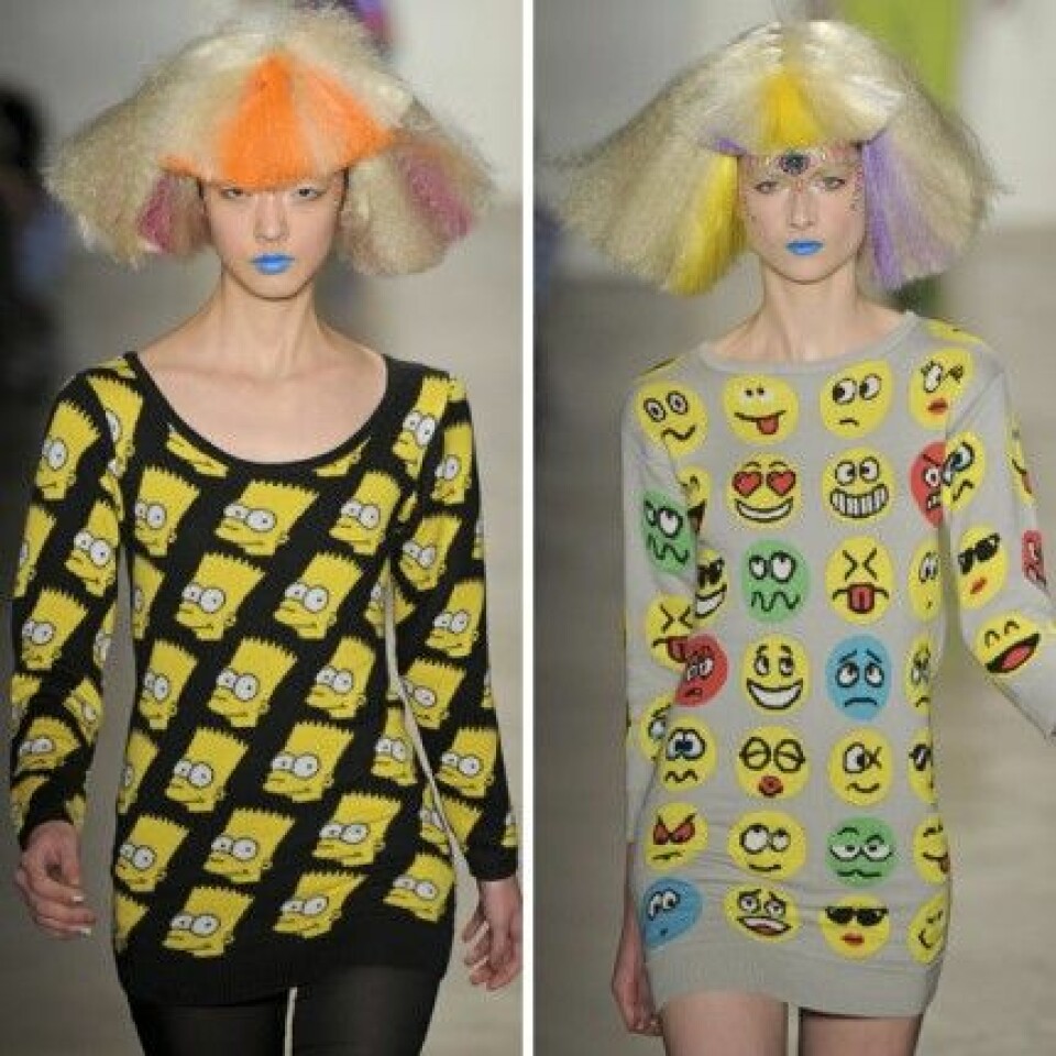 Bart Simpson och smileys hos Jeremy Scott, A/W 2012. Bart Simpson och smileys hos Jeremy Scott, A/W 2012.