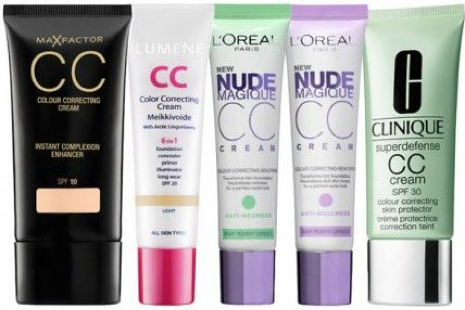 CC-cream från Max Factor, L’Oréal, Lumene och Clinique. CC-cream från Max Factor, L’Oréal, Lumene och Clinique.