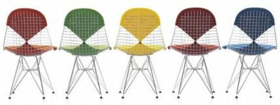 ”Wire Chair” i olika färger från Charles & Ray Eames. ”Wire Chair” i olika färger från Charles & Ray Eames.