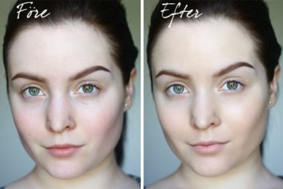 Frida Skoglund före och efter The Body Shop Tea Tree Flawless BB Cream. Frida Skoglund före och efter The Body Shop Tea Tree Flawless BB Cream.