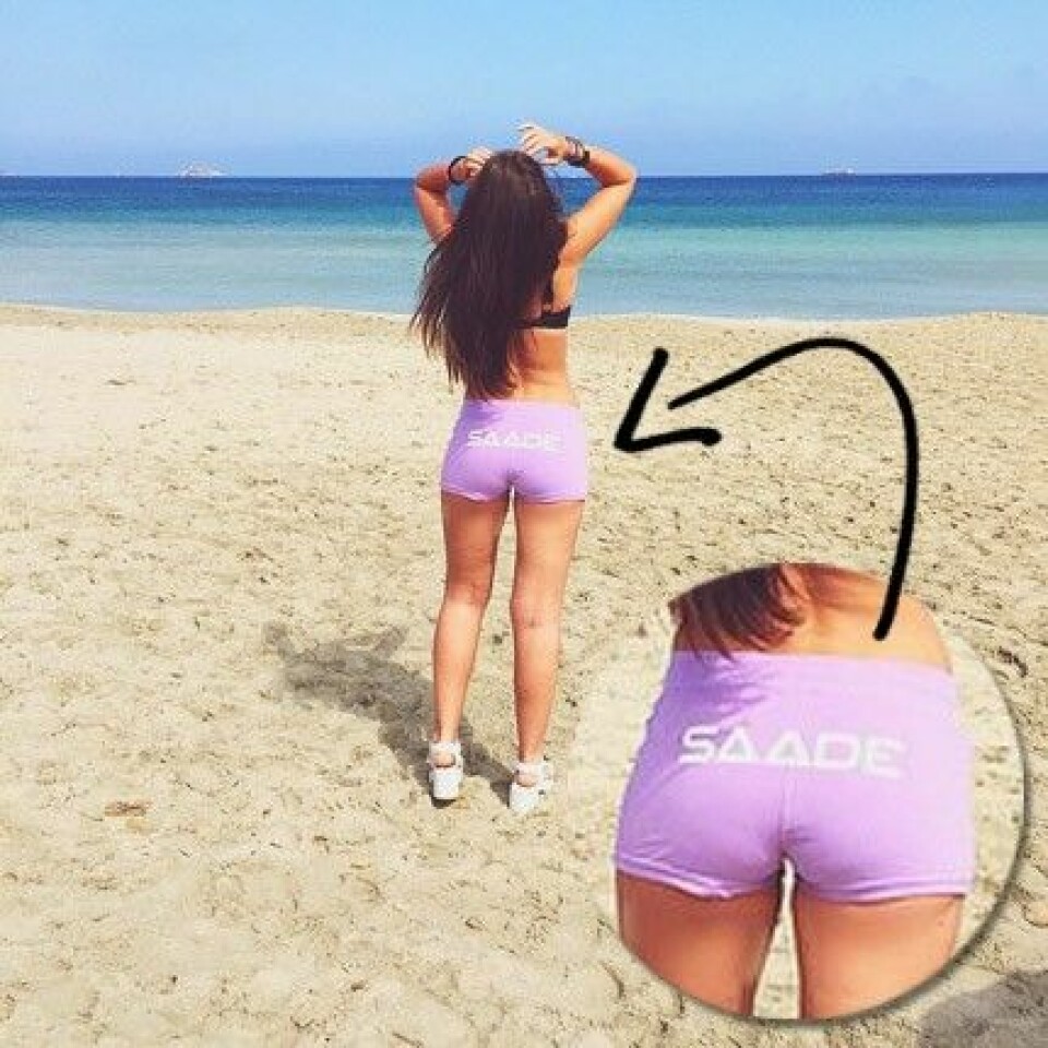 Nicole med ett par Saade-shorts på Ibiza. Nicole med ett par Saade-shorts på Ibiza.