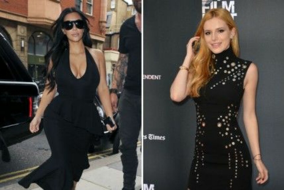 Realitystjärnan Kim Kardashian och skådespelerskan Bella Thorne är snygga i svart. Realitystjärnan Kim Kardashian och skådespelerskan Bella Thorne är snygga i svart.