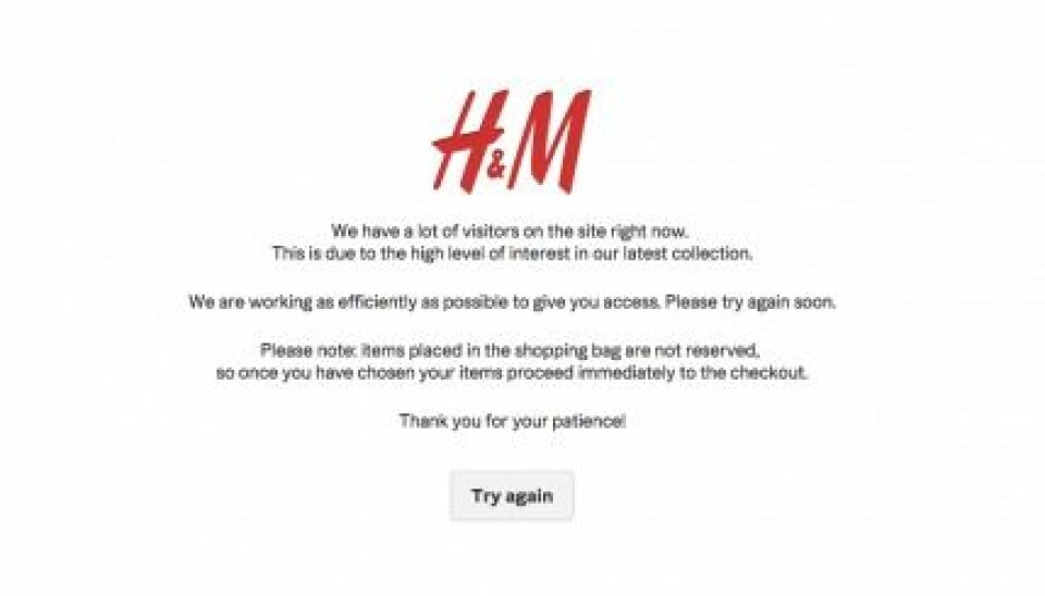 Just nu: H&M:s sajt ligger nere