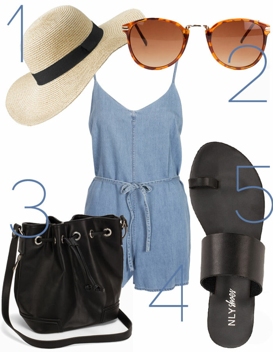 Budget vs. lyx: Somrig look med blå playsuit