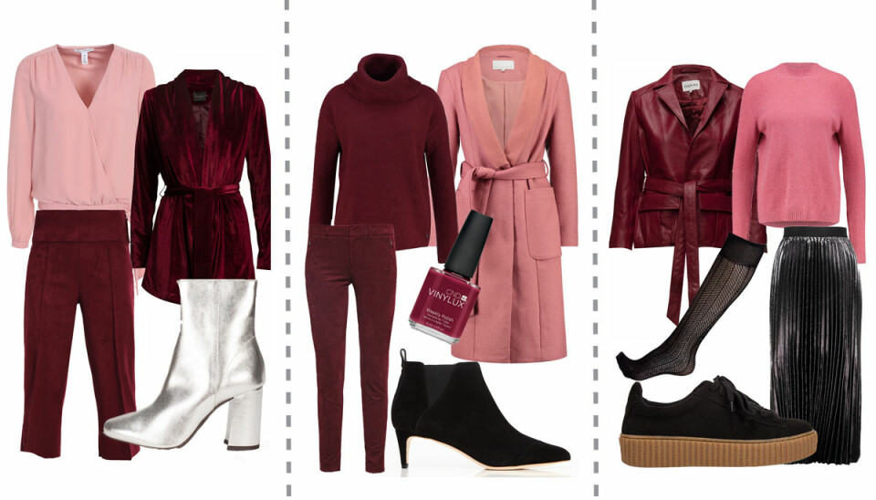 Rosa och vinrött – tre looks i höstens trendigaste färgkombo
