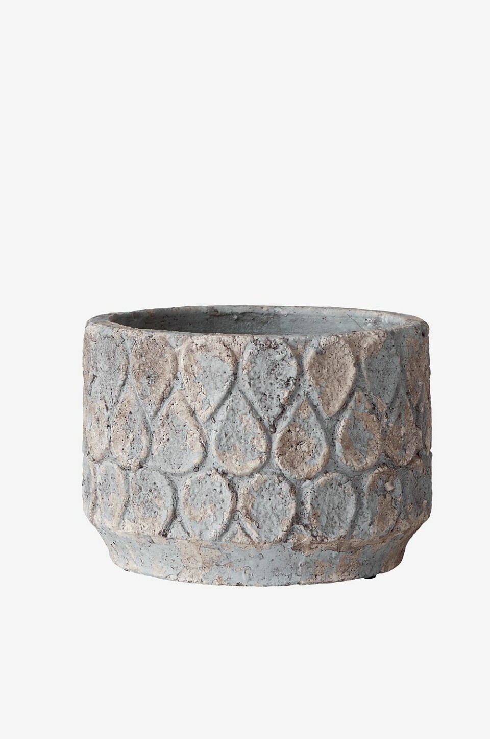 Grå kruka av cement.