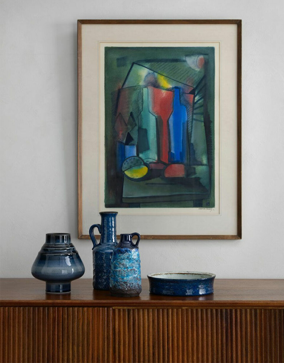 Tavla, ca 500 kr. Vaser mellan ca 150-400 kr.