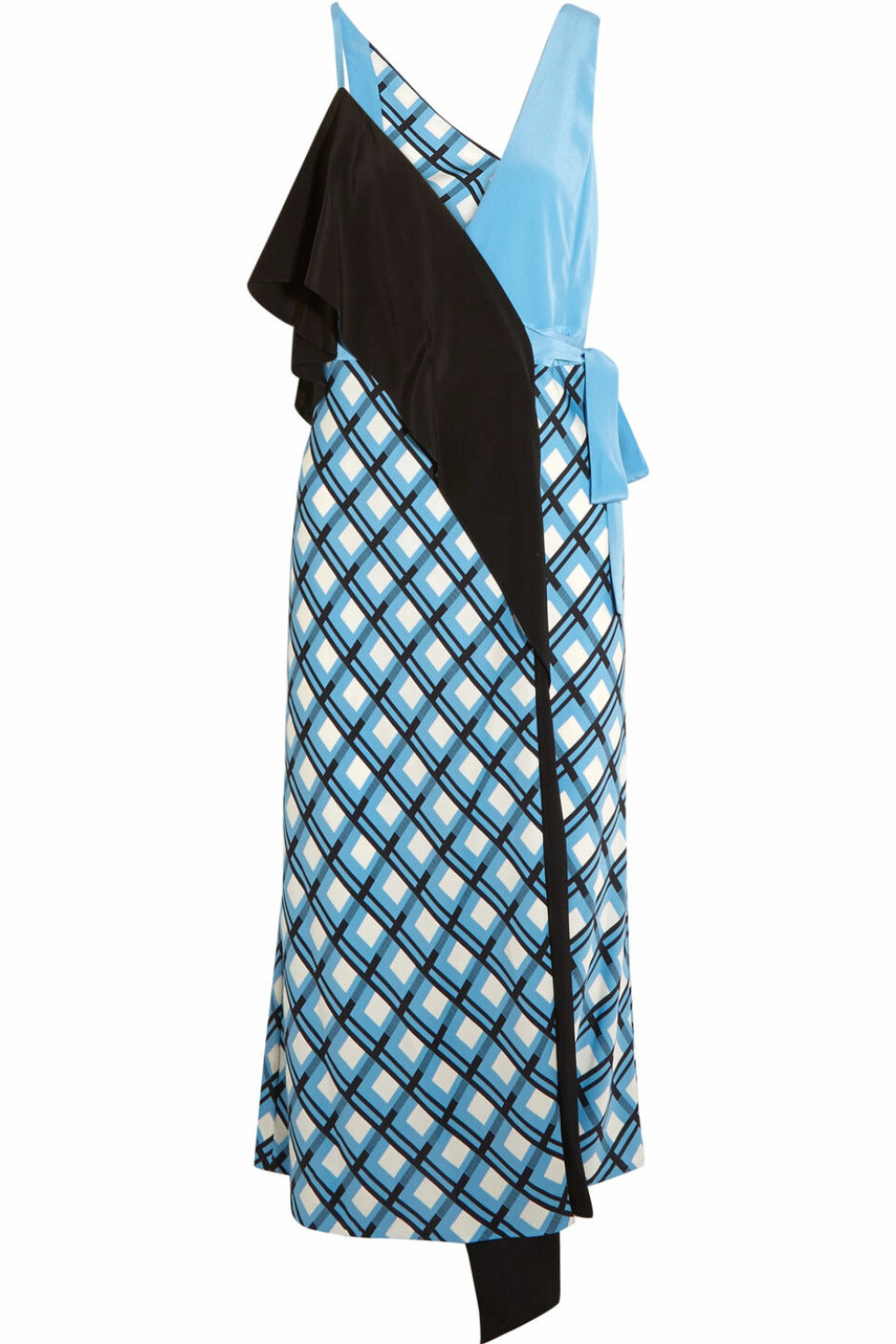 Blårutig klänning från Diane von Furstenberg.