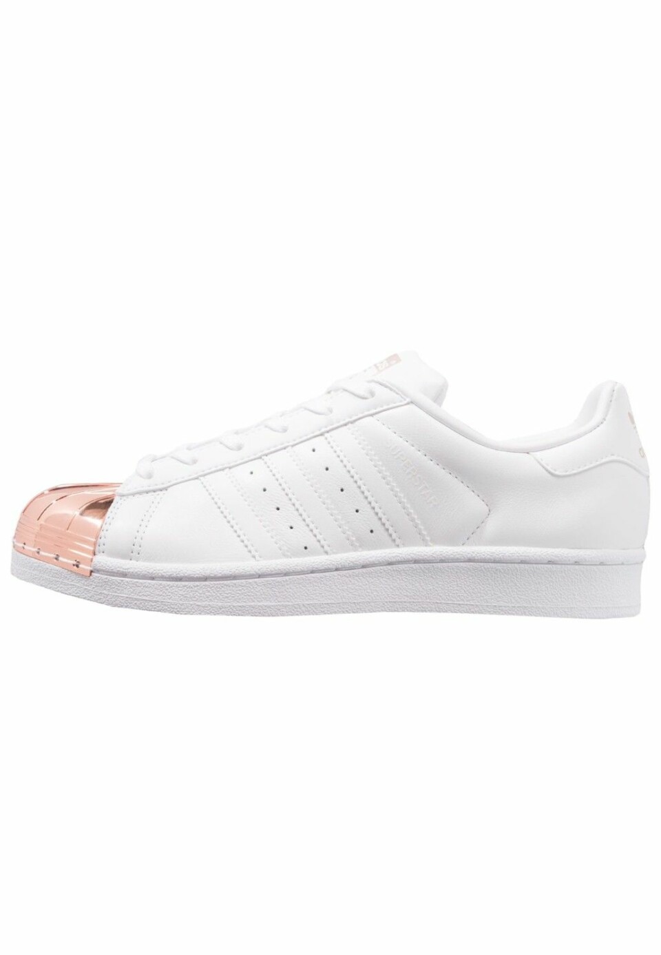 Vita Adidas Originals med rosédetalj vid tån.
