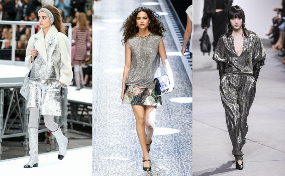 Silverfärgat mode från Chanel, Dolce & Gabbana och Michael Kors. Silverfärgat mode från Chanel, Dolce & Gabbana och Michael Kors.