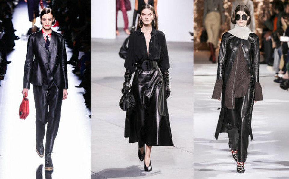 Svart läder från Hermès, Michael Kors och Acne Studios. Svart läder från Hermès, Michael Kors och Acne Studios.
