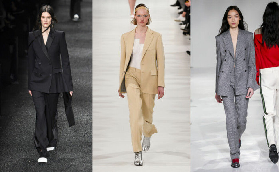 Kostym från Calvin Klein, Maison Margiela och Alexander McQueen. Kostym från Calvin Klein, Maison Margiela och Alexander McQueen.