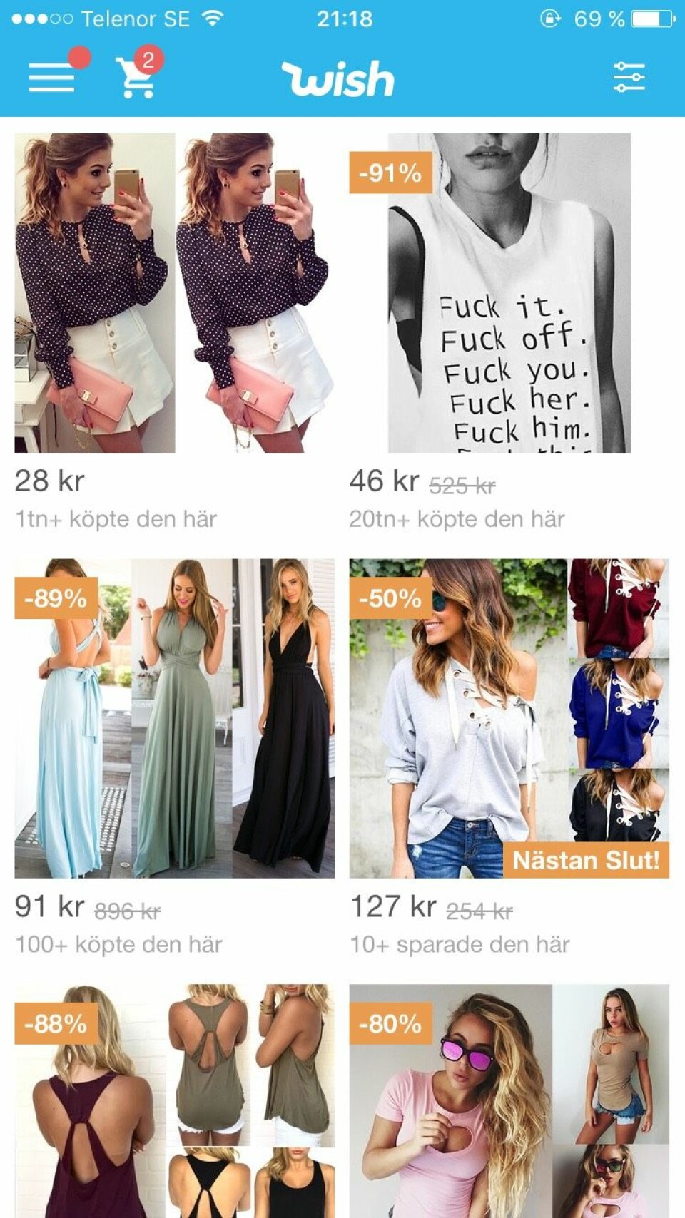 Wish är ingen egen butik – det är en app som länkar samman dig med återförsäljare. Wish är ingen egen butik – det är en app som länkar samman dig med återförsäljare.