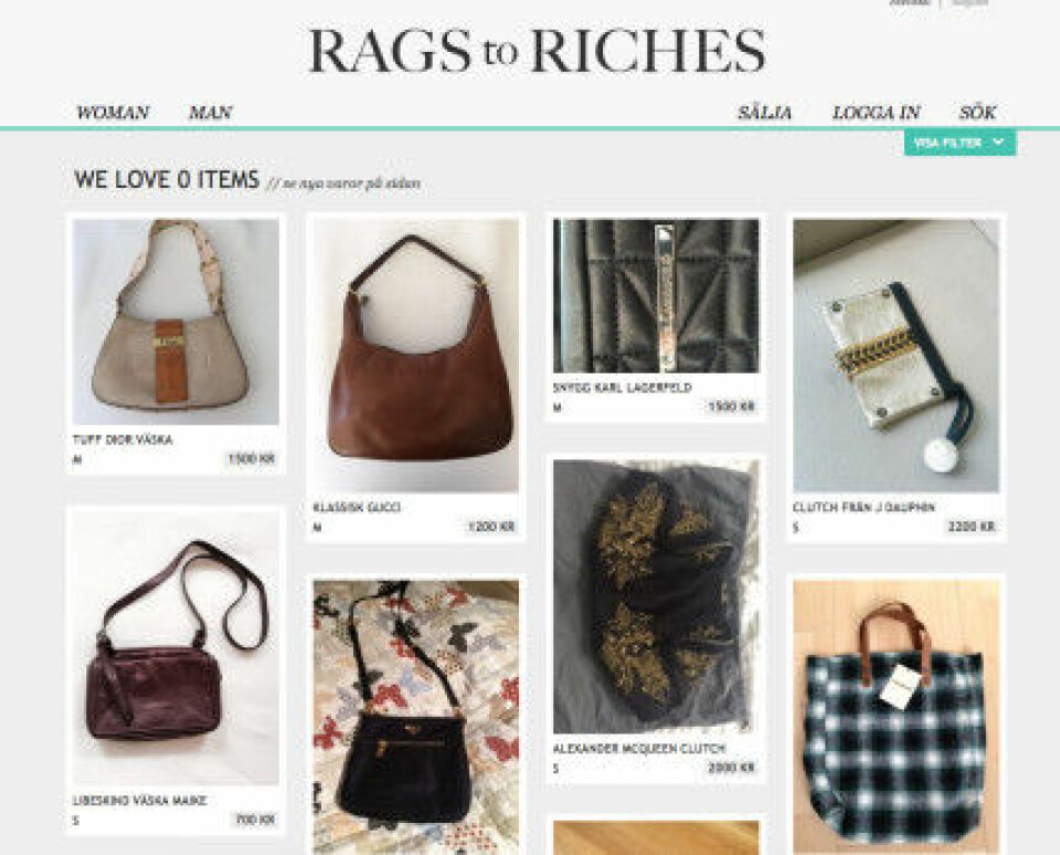 RagsToRiches.se är en second hand-sajt för privatpersoner. RagsToRiches.se är en second hand-sajt för privatpersoner.